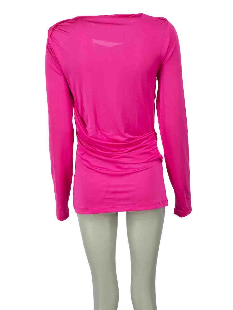 Victoria Beckham Pink Ruched Long Sleeve Top Size M In Excellent Condition For Sale In London, GB