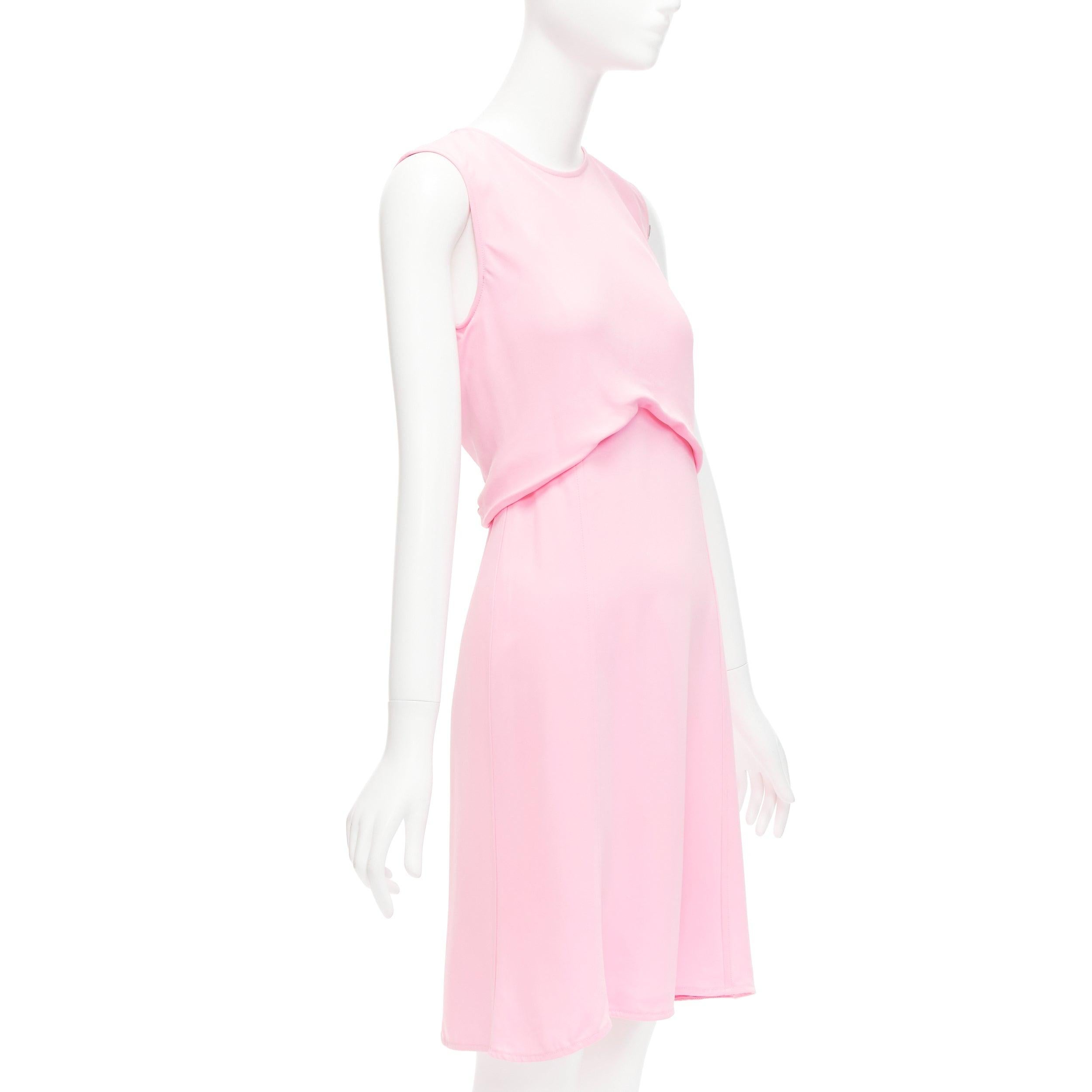 VICTORIA BECKHAM pink silky drape front ruched back sleeveless shift dress In Good Condition For Sale In Hong Kong, NT