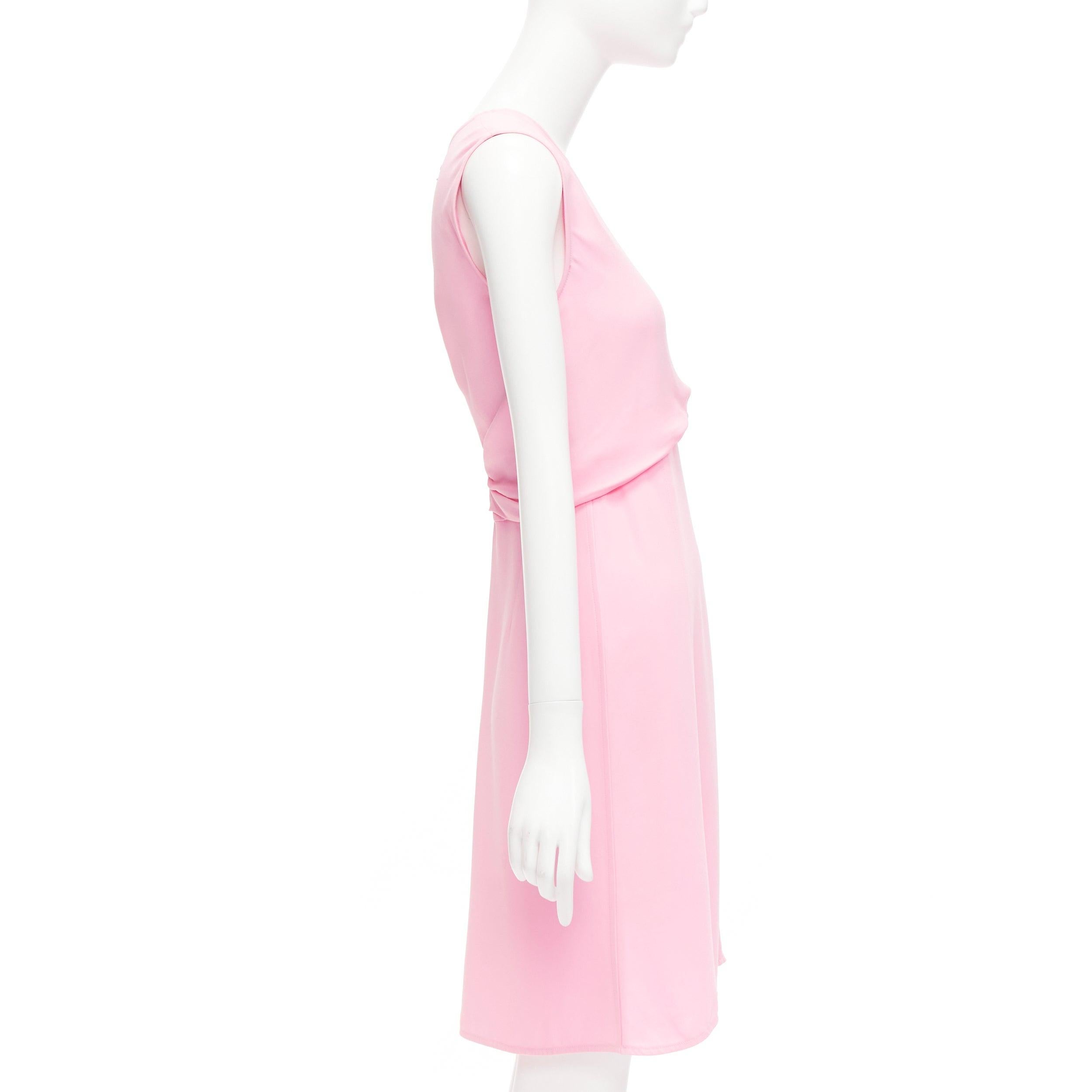 Women's VICTORIA BECKHAM pink silky drape front ruched back sleeveless shift dress For Sale