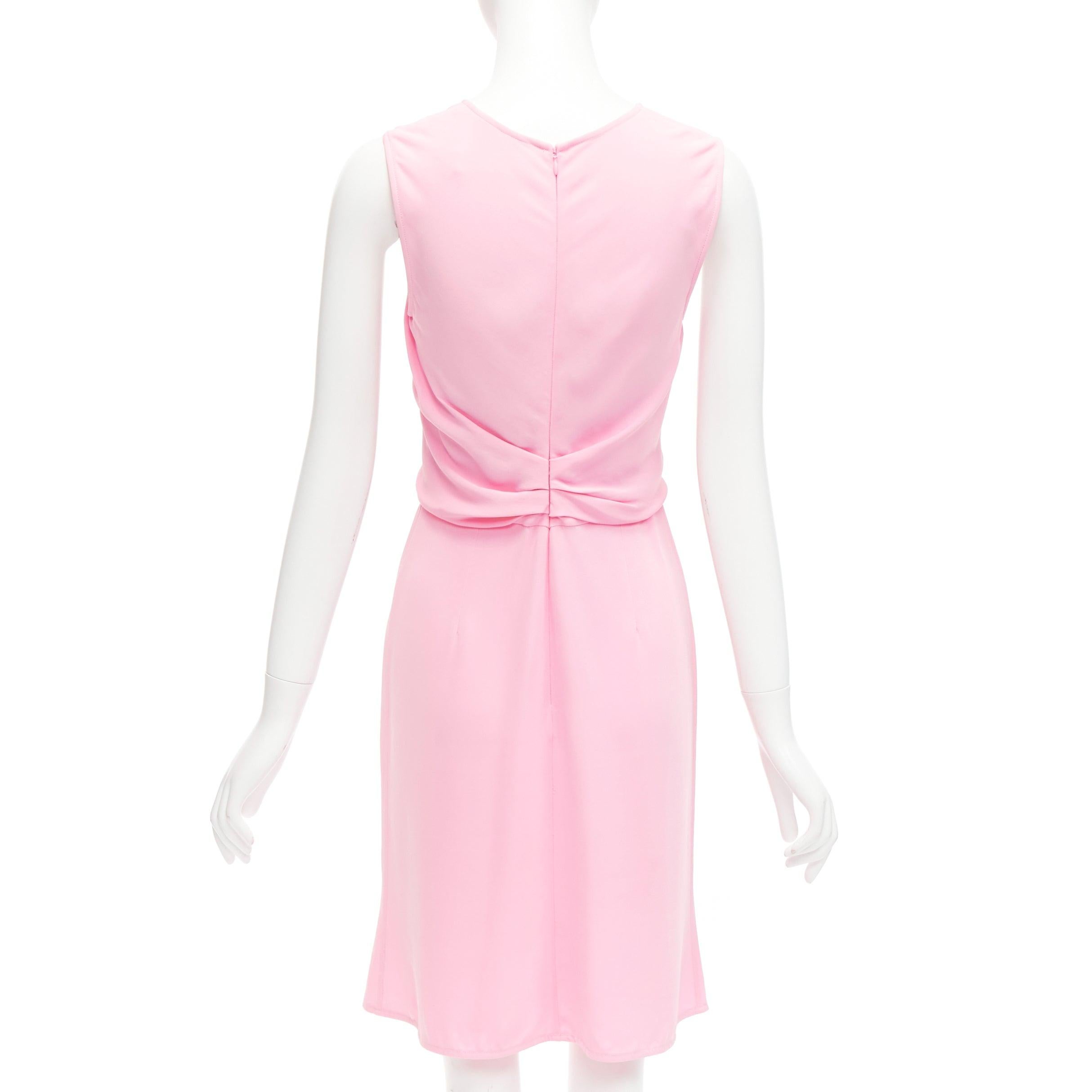Women's VICTORIA BECKHAM pink silky drape front ruched back sleeveless shift dress