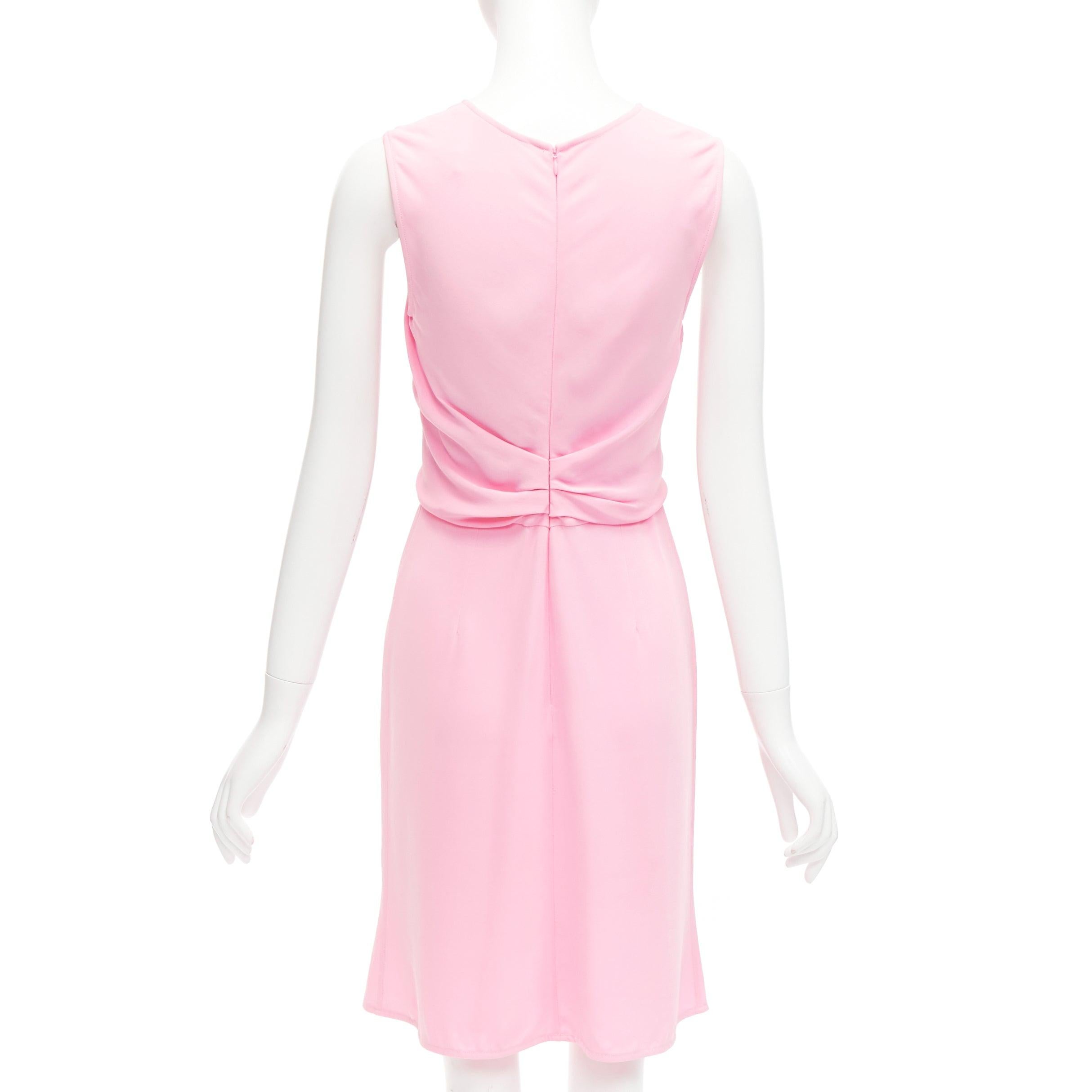 VICTORIA BECKHAM pink silky drape front ruched back sleeveless shift dress For Sale 1