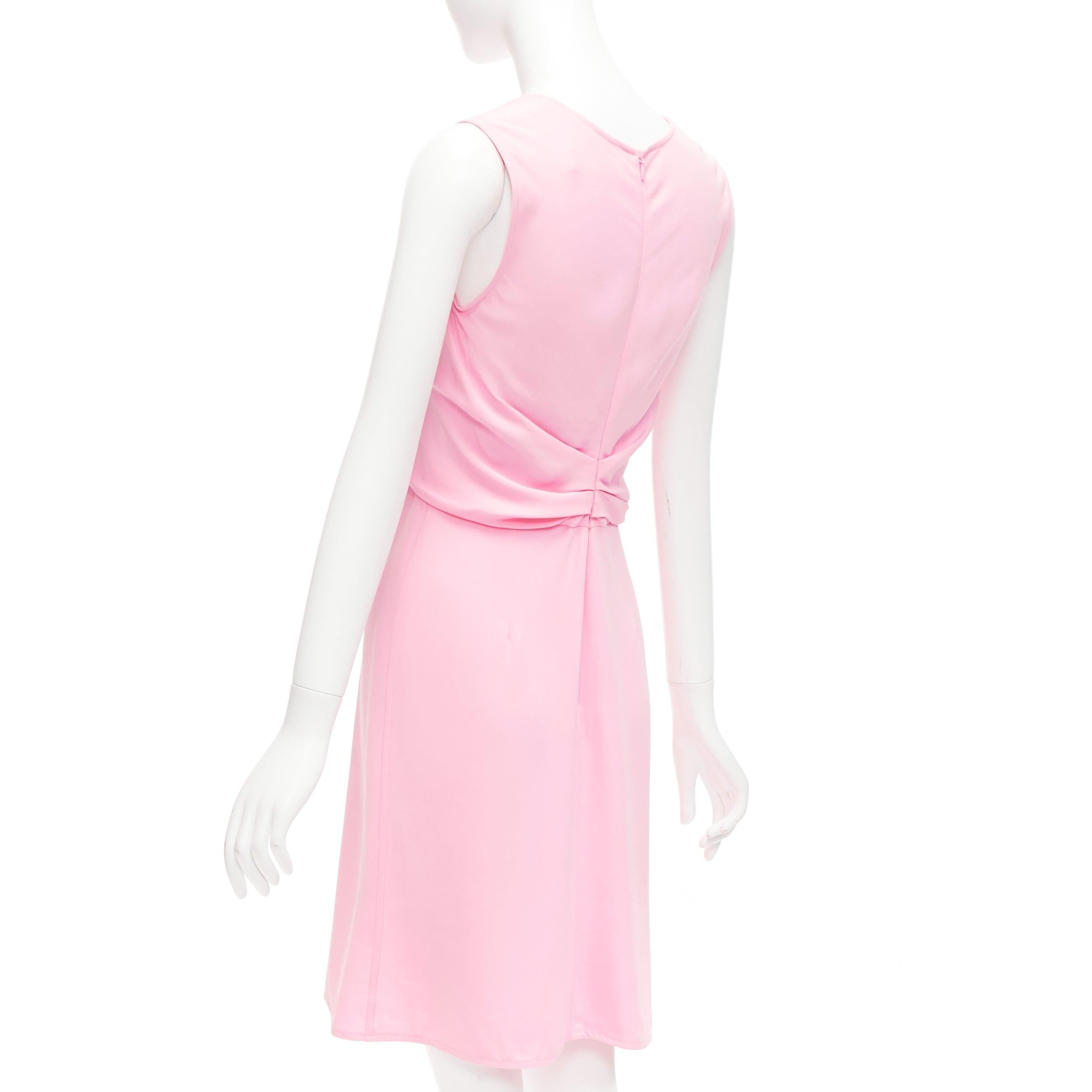 VICTORIA BECKHAM pink silky drape front ruched back sleeveless shift dress For Sale 2