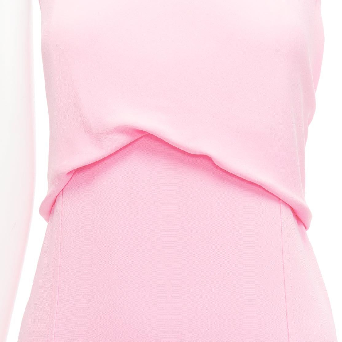 VICTORIA BECKHAM pink silky drape front ruched back sleeveless shift dress 2