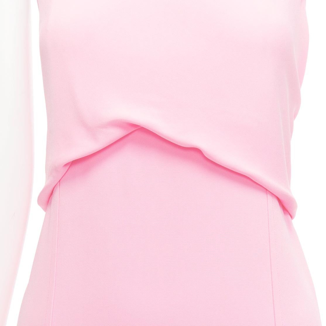 VICTORIA BECKHAM pink silky drape front ruched back sleeveless shift dress For Sale 3