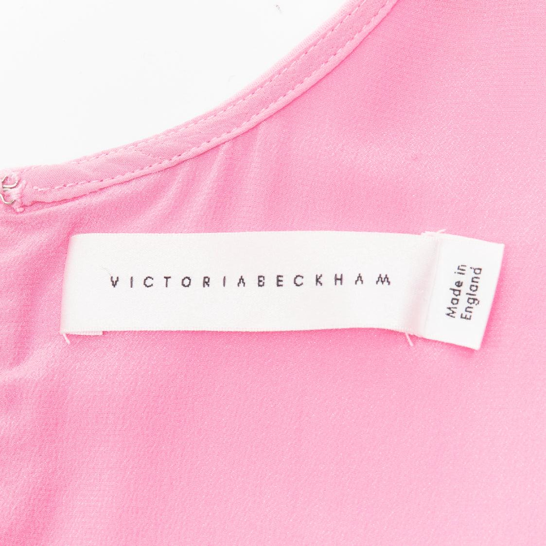 VICTORIA BECKHAM pink silky drape front ruched back sleeveless shift dress 3