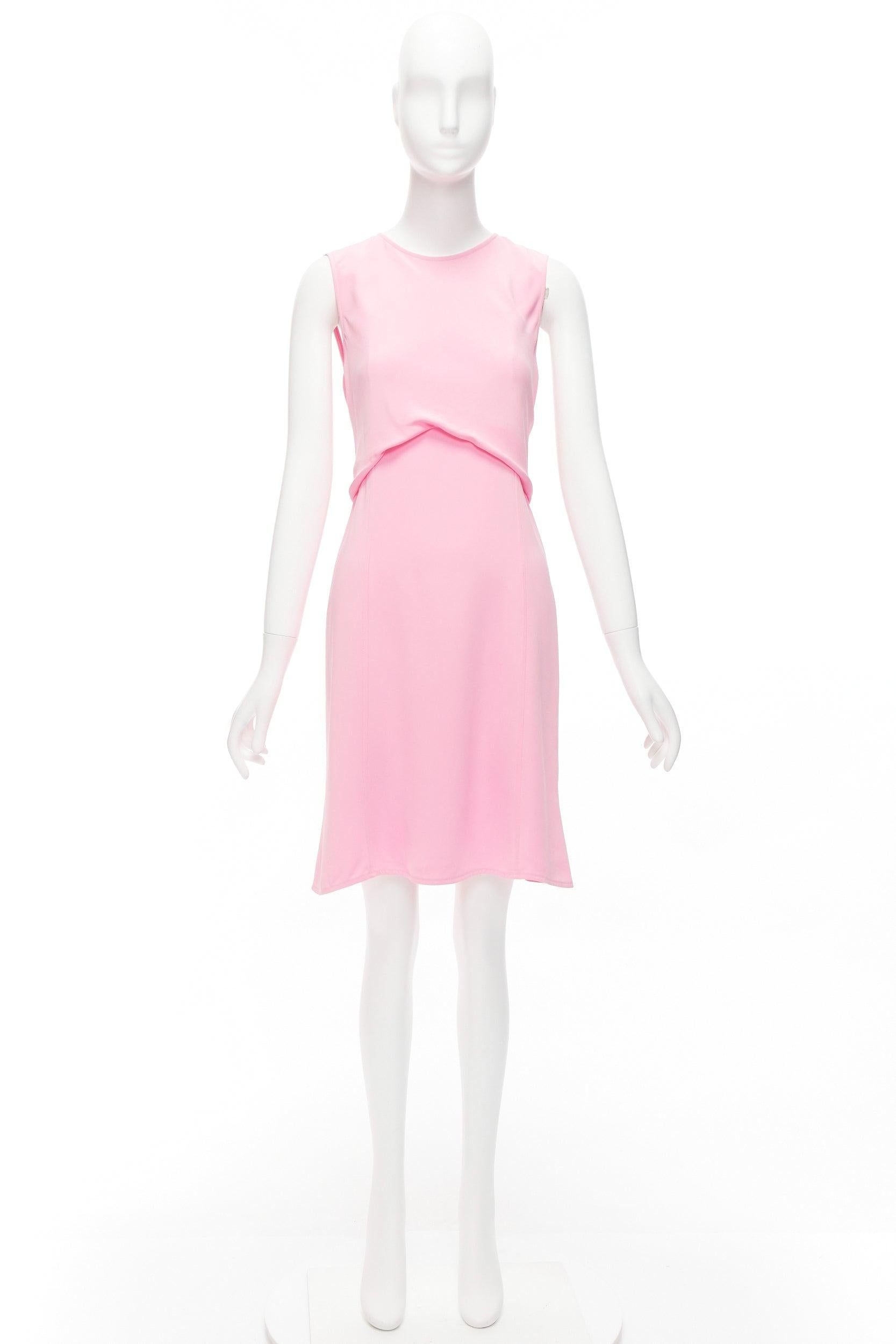 VICTORIA BECKHAM pink silky drape front ruched back sleeveless shift dress For Sale 5