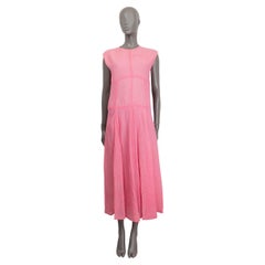 VICTORIA BECKHAM pink viscose 2018 CAP SLEEVE CREPE MIDI Dress 8 XS