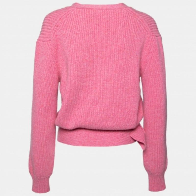 This designer piece by Victoria Beckham skillfully merges fine craftsmanship and simple design. It has a V neckline, long sleeves, button closure, and a belted hem for an elegant finish.