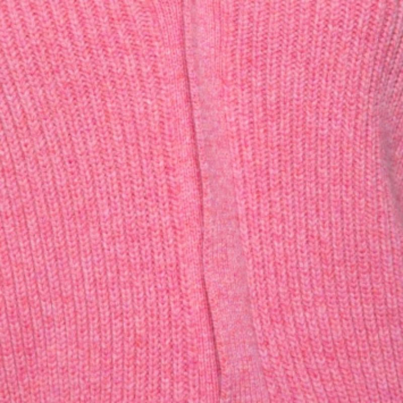 Victoria Beckham Pink Wool Button Front Belted Knitwear XS For Sale 1