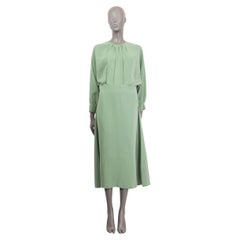 VICTORIA BECKHAM pistachio green GATHERED CREPE MIDI Dress 8 S
