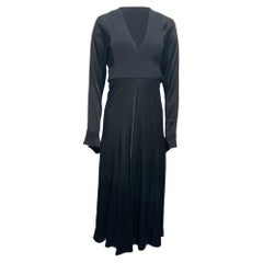 Robe midi plissée en crêpe noir de Victoria Beckham, en polyester