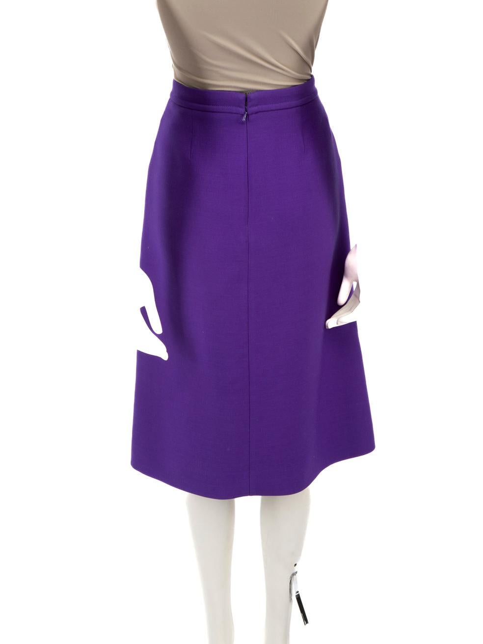 Victoria Beckham Purple Wool A Line Midi Skirt Size XL In Good Condition For Sale In London, GB