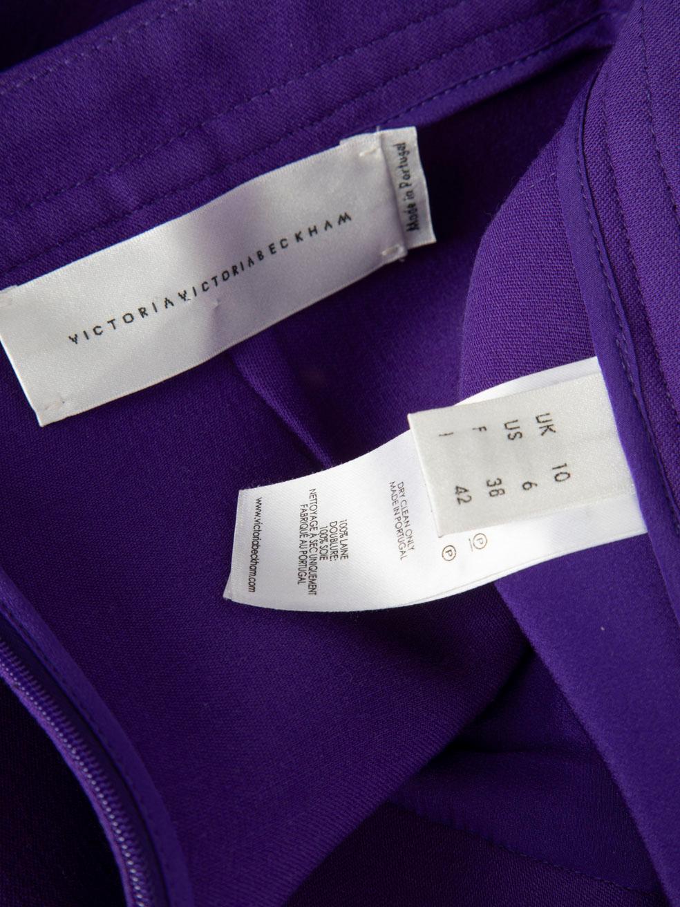 Victoria Beckham Purple Wool A Line Midi Skirt Size XL For Sale 4