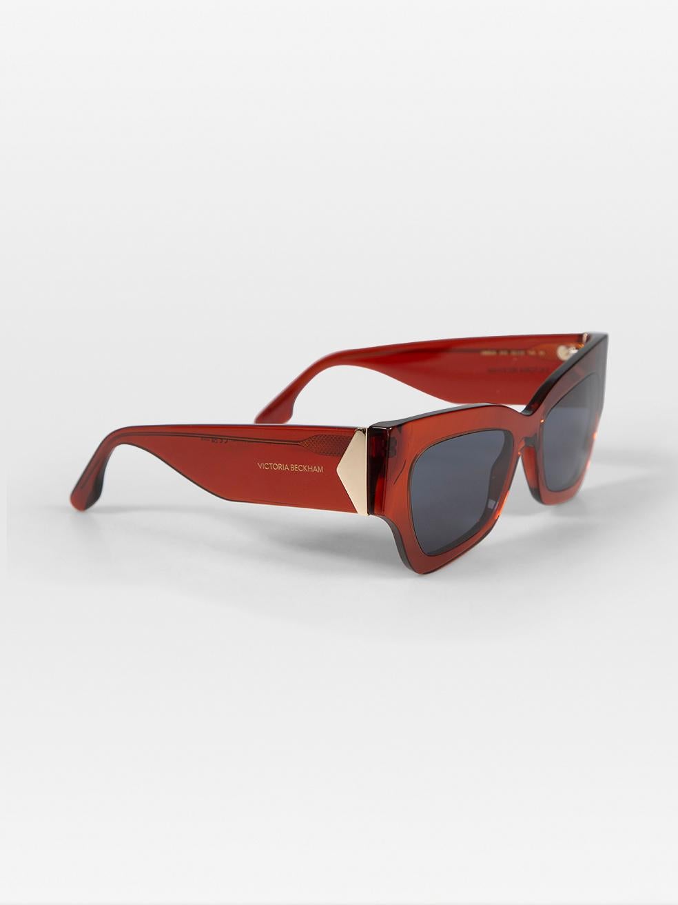 Brown Victoria Beckham Red Butterfly Blue Tinted Sunglasses For Sale