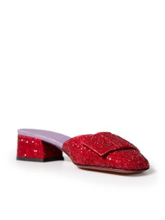 Victoria Beckham Red Glitter Harper Mules Size IT 36
