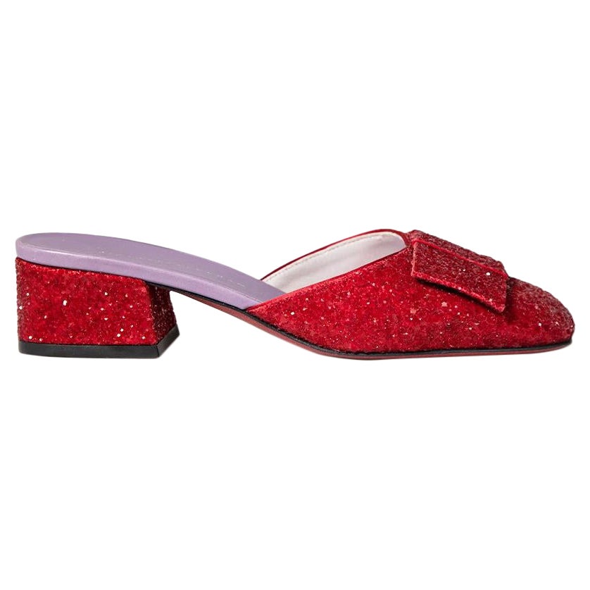 Victoria Beckham Red Glitter Harper Mules Size IT 36