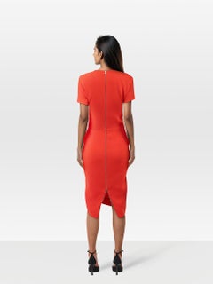 Victoria Beckham Red Midi Bodycon Dress Size S