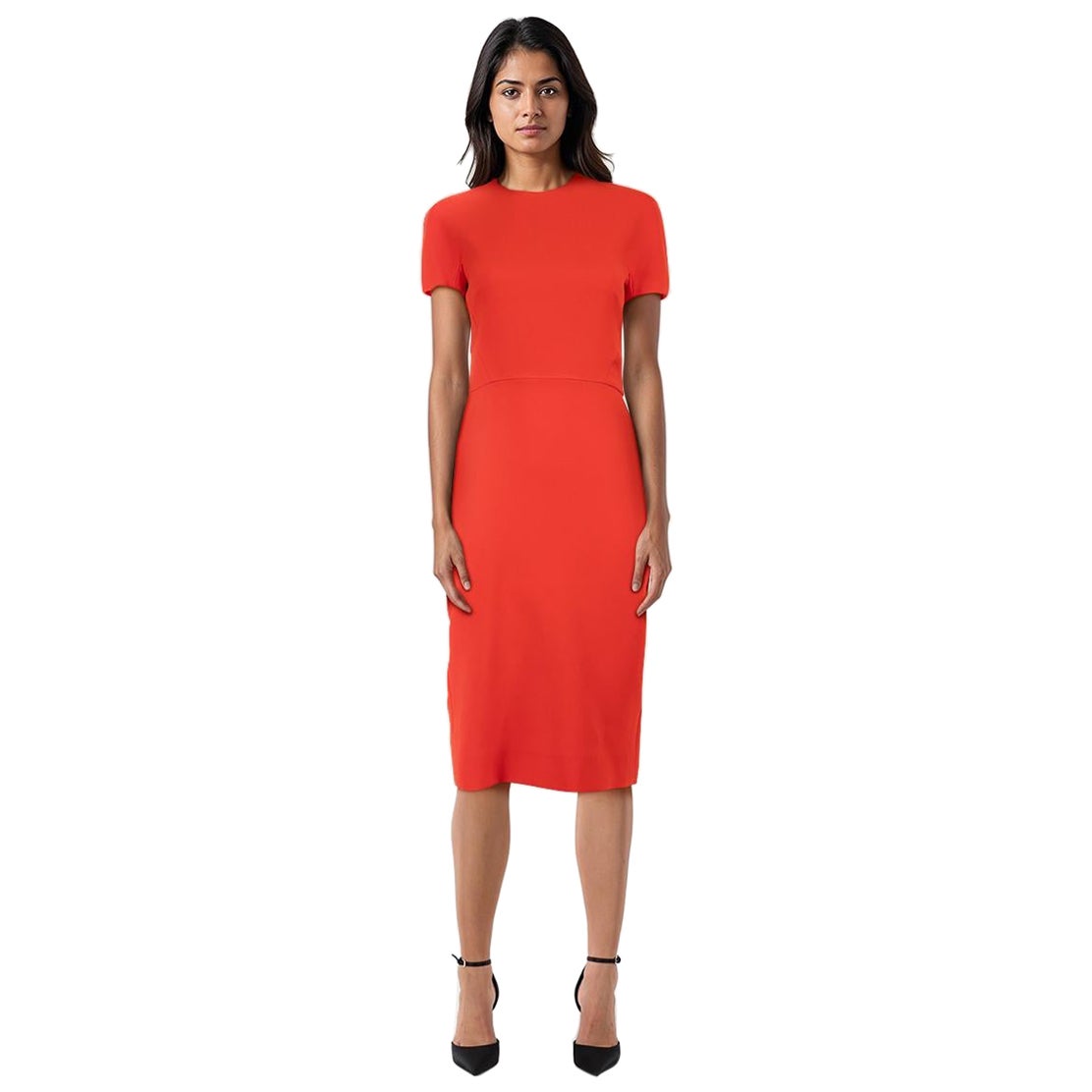 Victoria Beckham Red Midi Bodycon Dress Size S