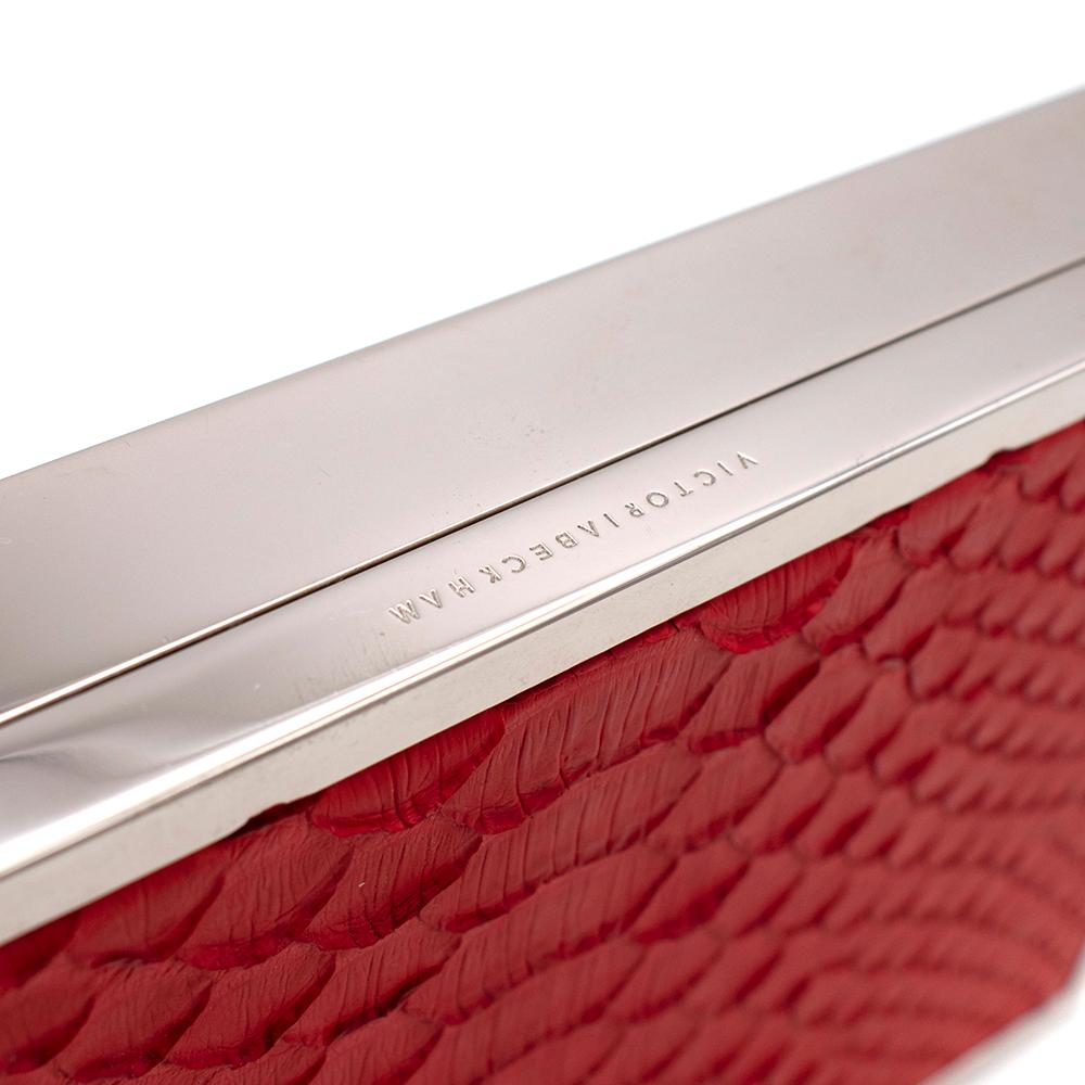 Victoria Beckham Red Python Box Clutch In New Condition For Sale In London, GB