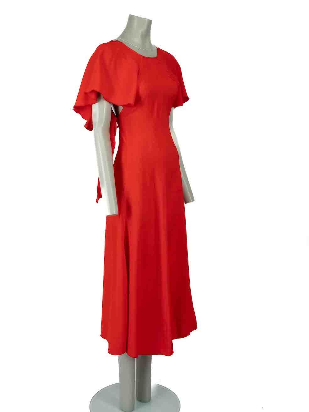 CONDITION is Very good. Minimal wear to dress is evident. Minimal bleach stain to front and stain marks to the lower left skirt is evident on this used Victoria Beckham designer resale item.

Details
Red
Viscose
Midi dress
Round neckline
Open back