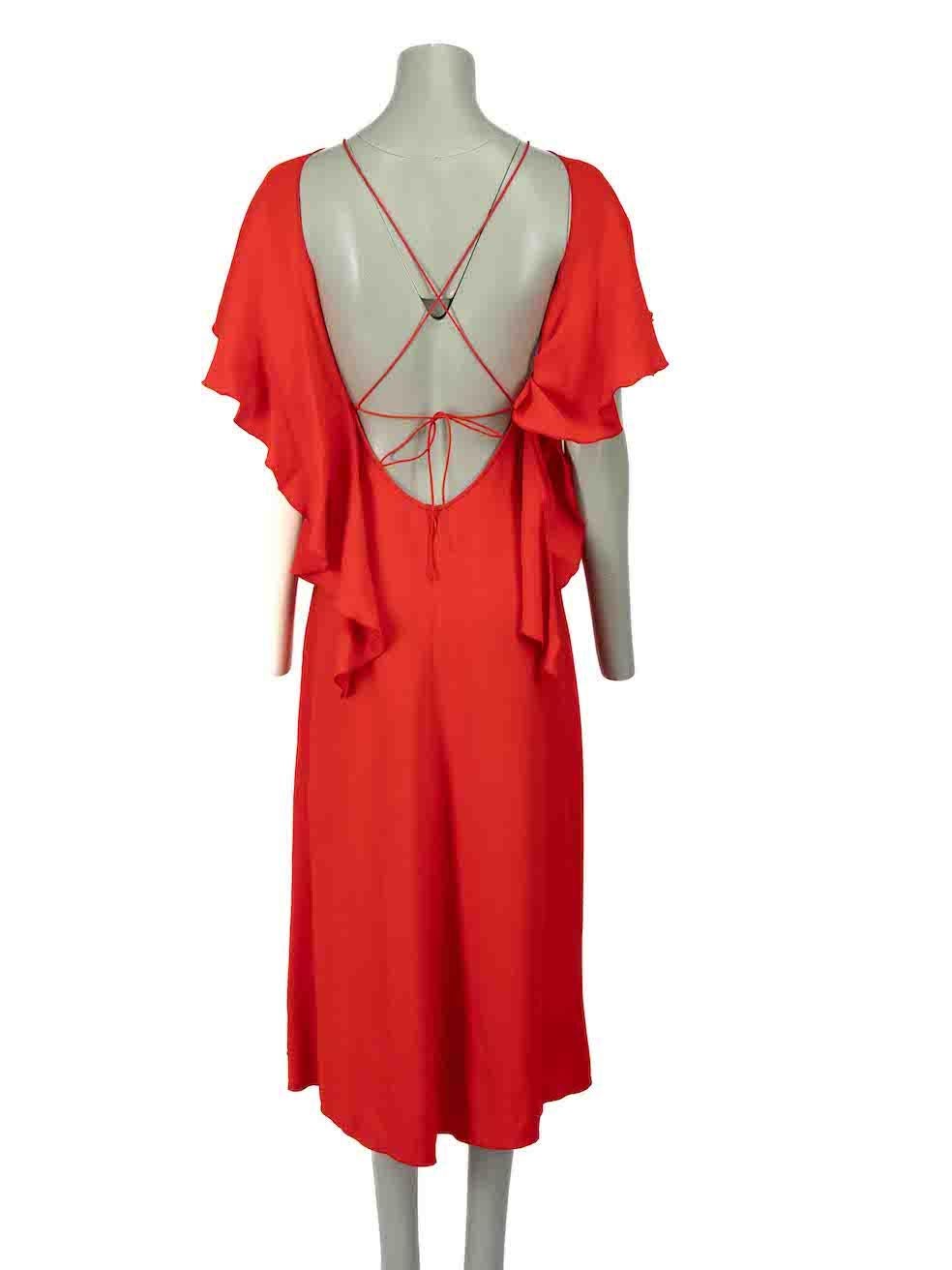 Victoria Beckham Red Strappy Open Back Midi Dress Size XXS In Excellent Condition For Sale In London, GB