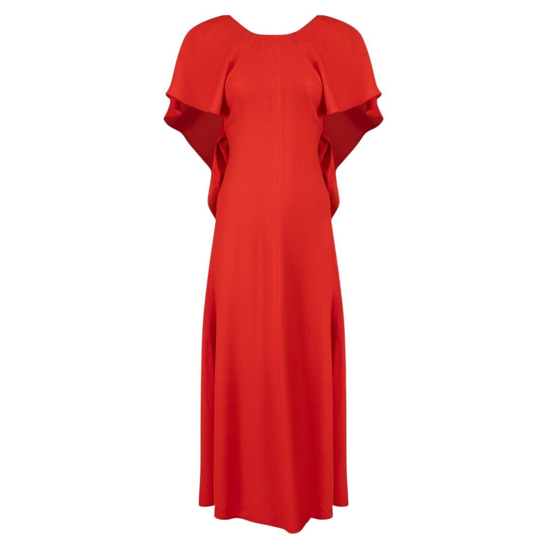 Victoria Beckham Red Strappy Open Back Midi Dress Size XXS For Sale