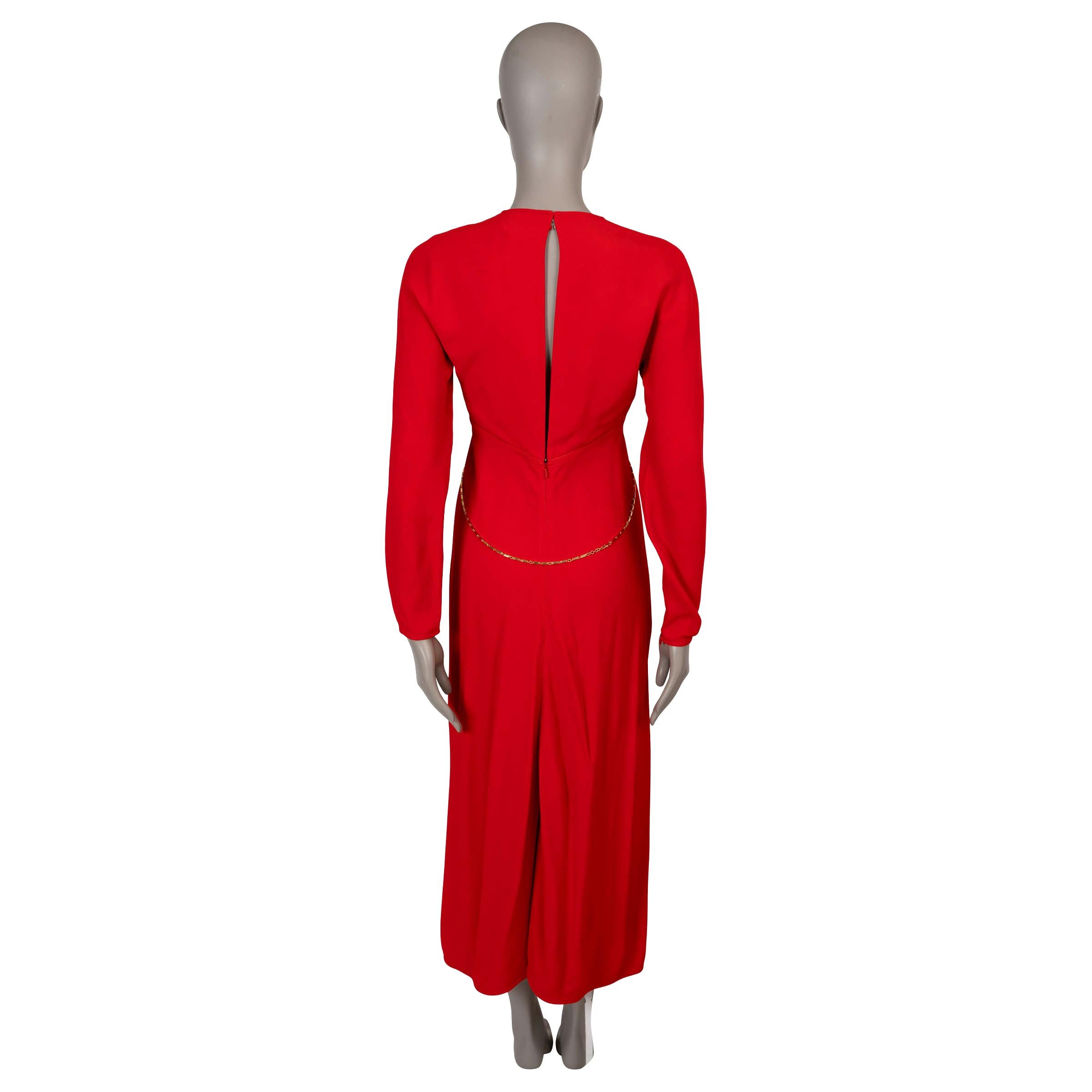 Red VICTORIA BECKHAM red viscose 2021 CHAIN CREPE MIDI Dress 8 XS For Sale