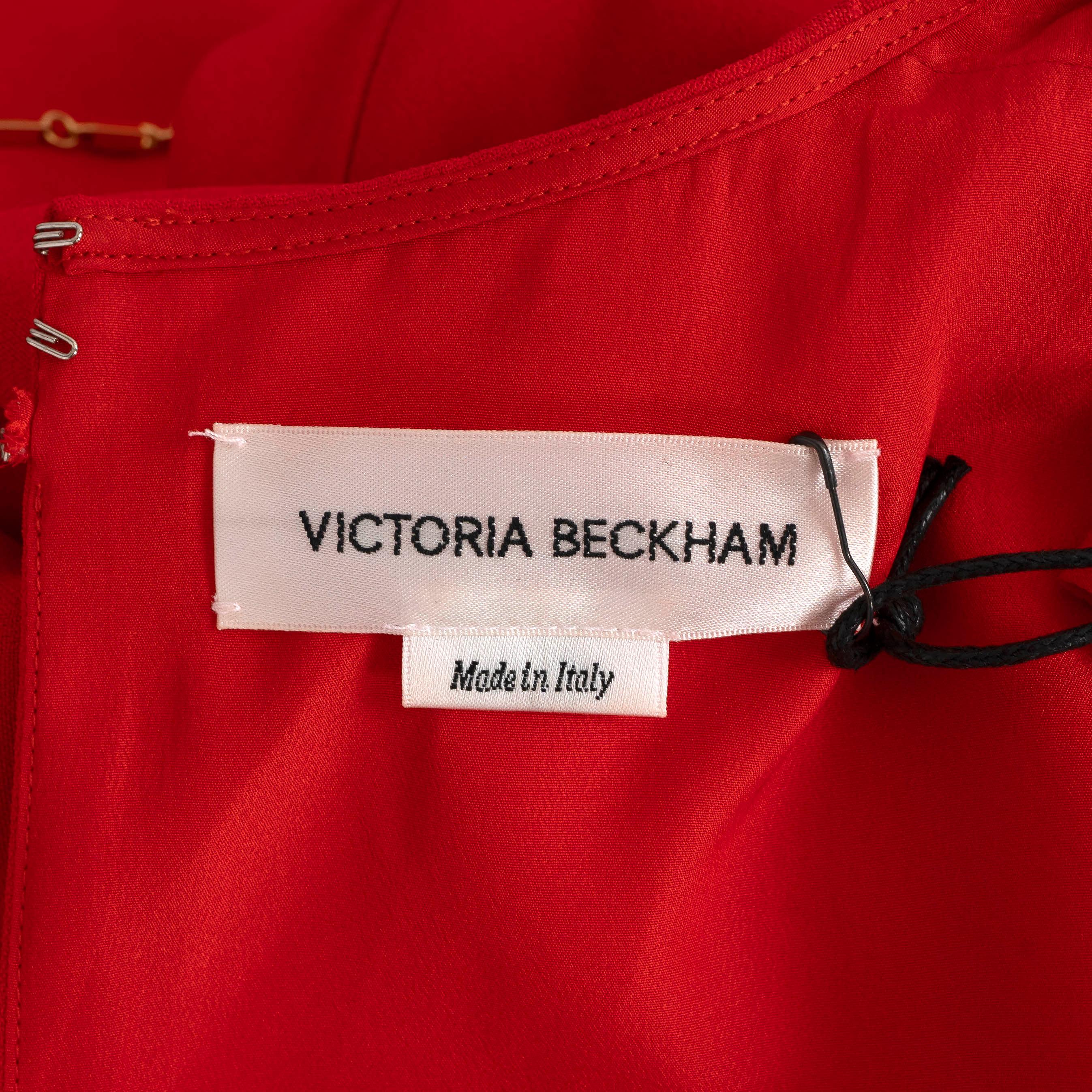 VICTORIA BECKHAM red viscose 2021 CHAIN CREPE MIDI Dress 8 XS For Sale 1