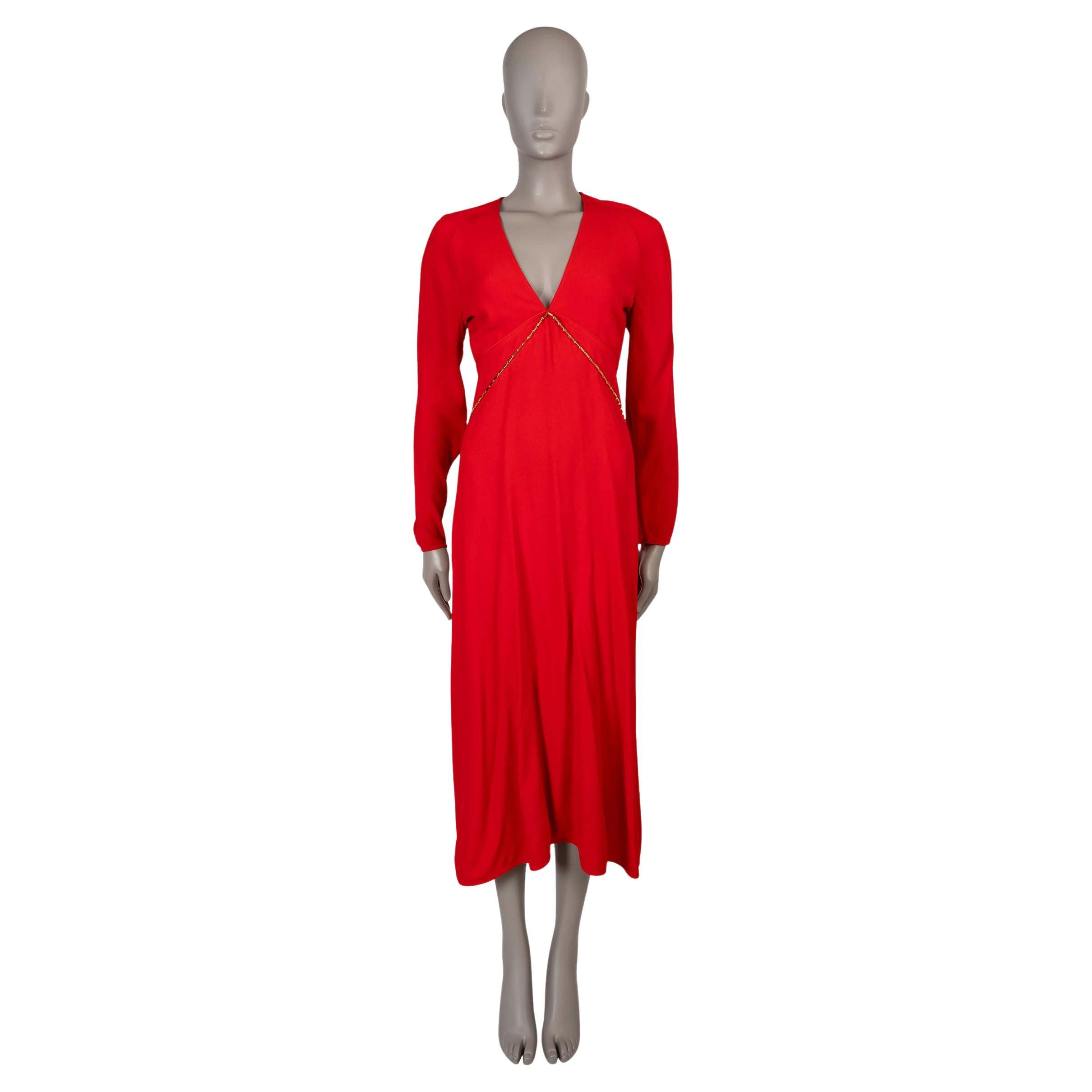 VICTORIA BECKHAM red viscose 2021 CHAIN CREPE MIDI Dress 8 XS For Sale