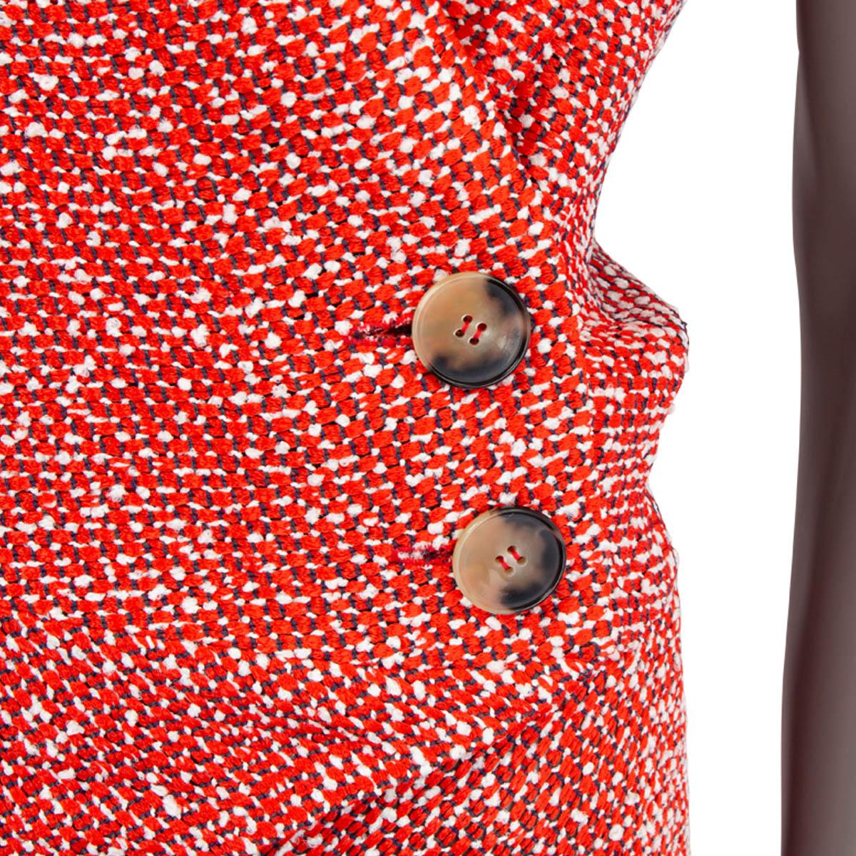VICTORIA BECKHAM rot-weißes 2016 SLEEVELESS TWEED WRAP MIDI Kleid 10 S im Zustand „Hervorragend“ im Angebot in Zürich, CH