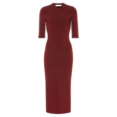 Victoria Beckham Ribbed Stretch-Knit Midi Dress 