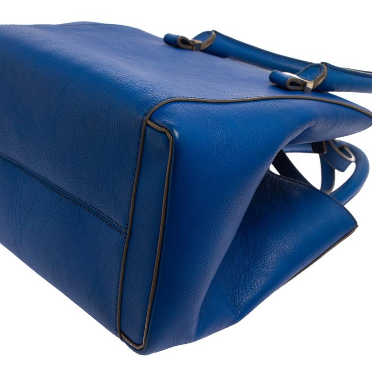 Belt Large Suede Tote Bag in Blue - Victoria Beckham