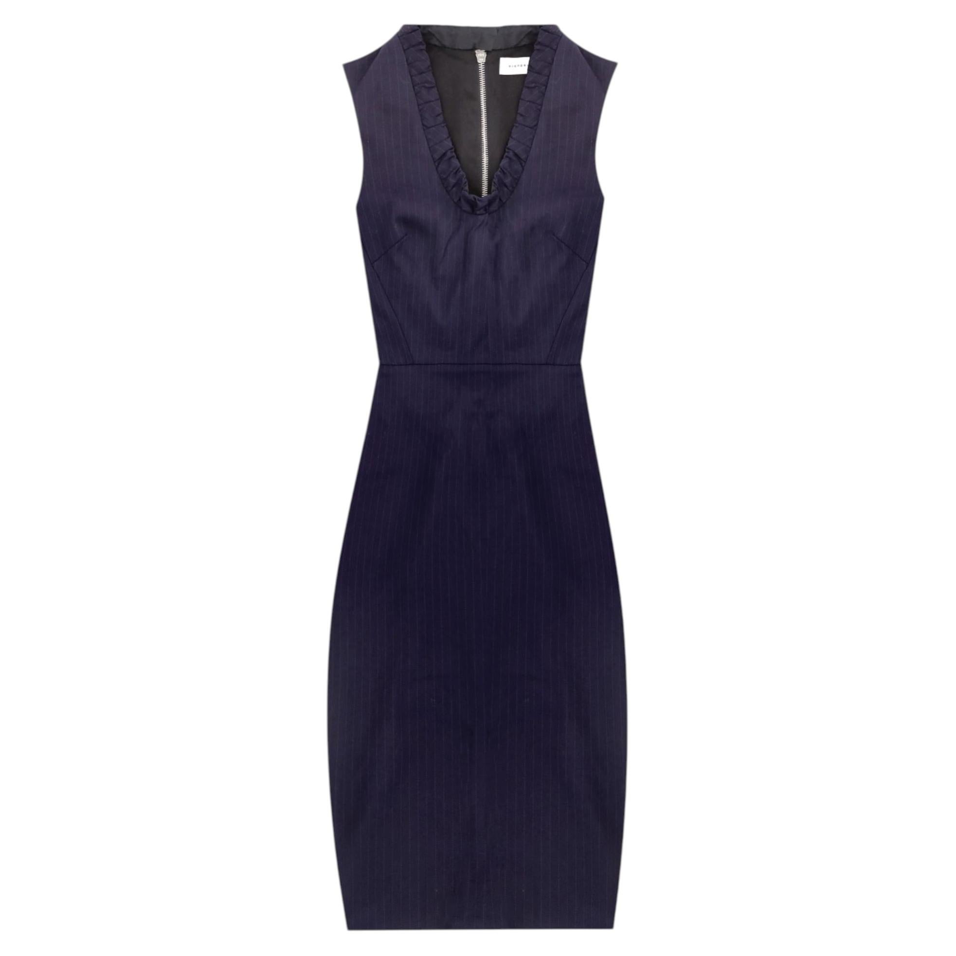 Victoria Beckham Ruffled Pinstriped Stretch-Poplin Dress