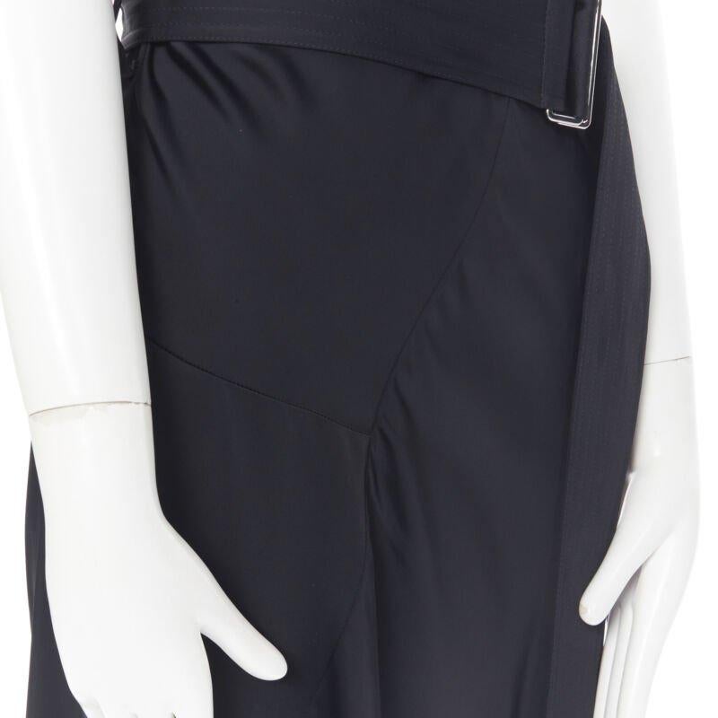 VICTORIA BECKHAM Runway heavy satin leather collar belted bias dress UK12 L For Sale 4
