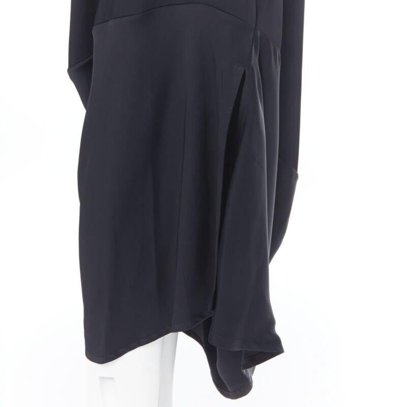VICTORIA BECKHAM Runway heavy satin leather collar belted bias dress UK8 S 6