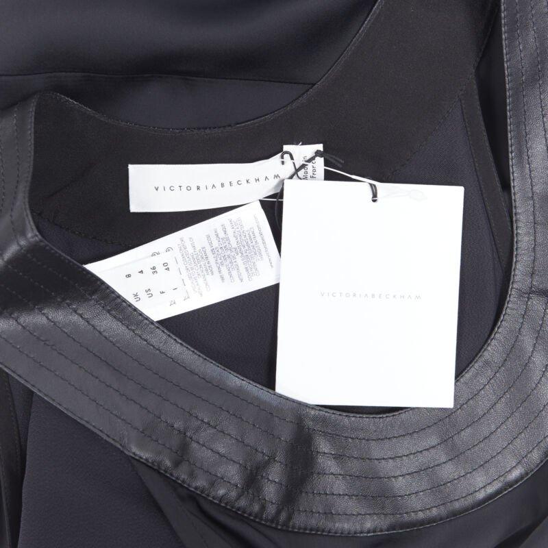 VICTORIA BECKHAM Laufsteg schweres Satin-Lederkragenkleid mit Gürtel und Schrägschnitt UK8 S im Angebot 6