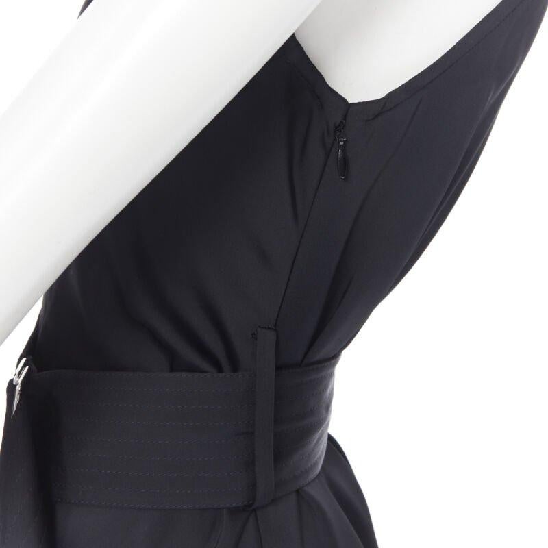 VICTORIA BECKHAM Runway heavy satin leather collar belted bias dress UK8 S 5