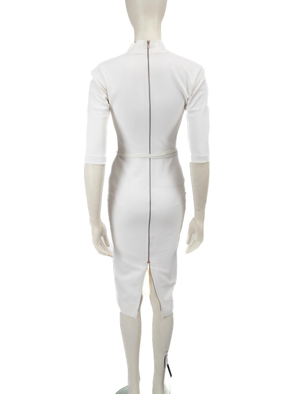 Grigio Victoria Beckham S/S 2015 White Midi V-Nick Dress Taglia S.I.V.A. in vendita