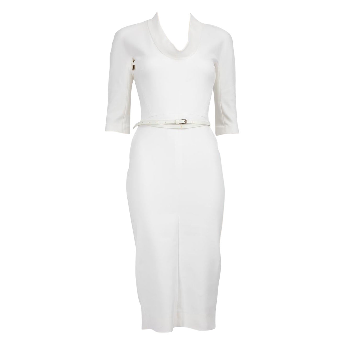 Victoria Beckham S/S 2015 White Midi V-Neck Dress Size S