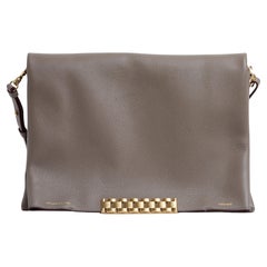 Victoria Beckham Sac étoupe Jumbo taupe Pelle Maxi Catena Borsa a tracolla