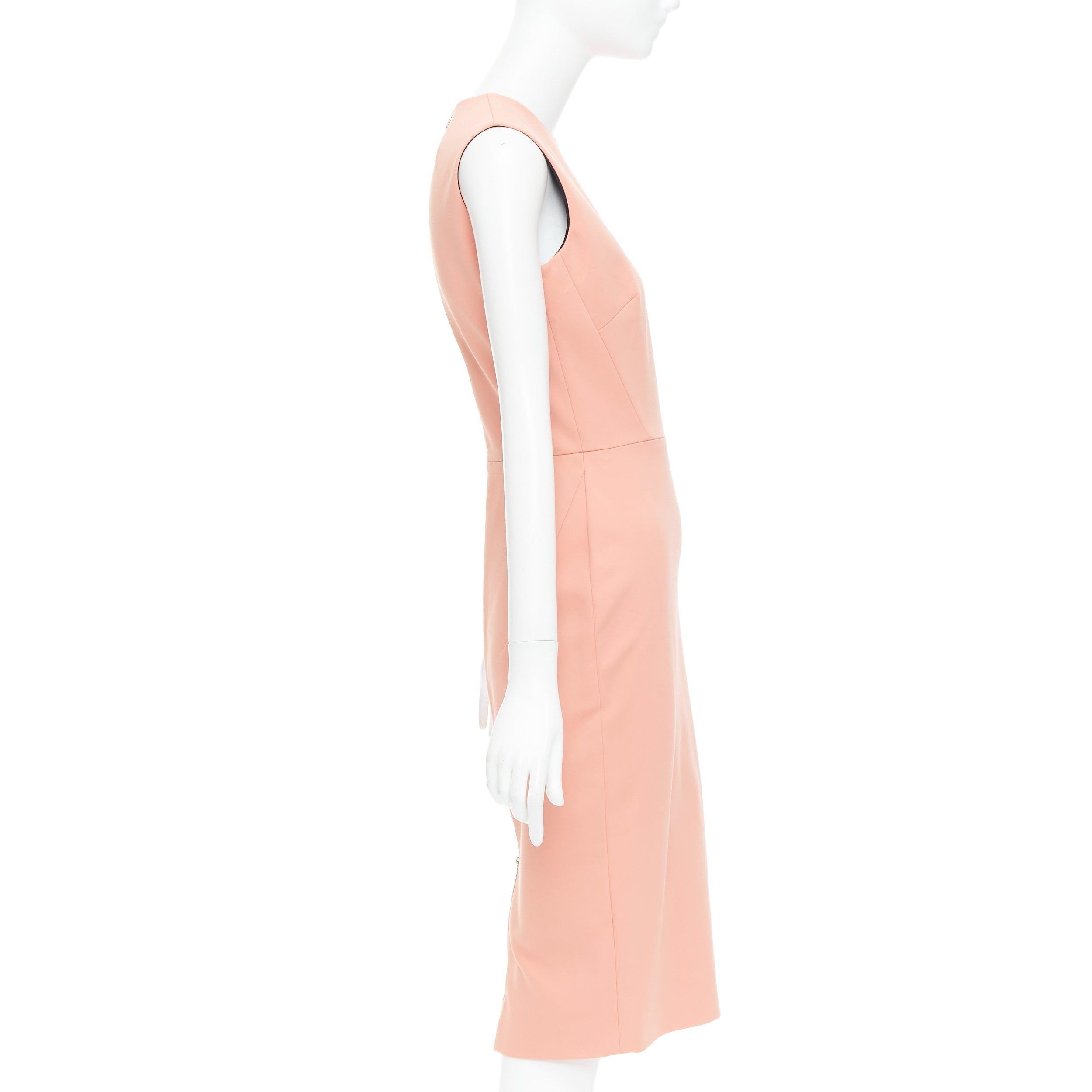 VICTORIA BECKHAM salmon pink cotton blend 2 way zip sheath dress UK10 M In Good Condition For Sale In Hong Kong, NT