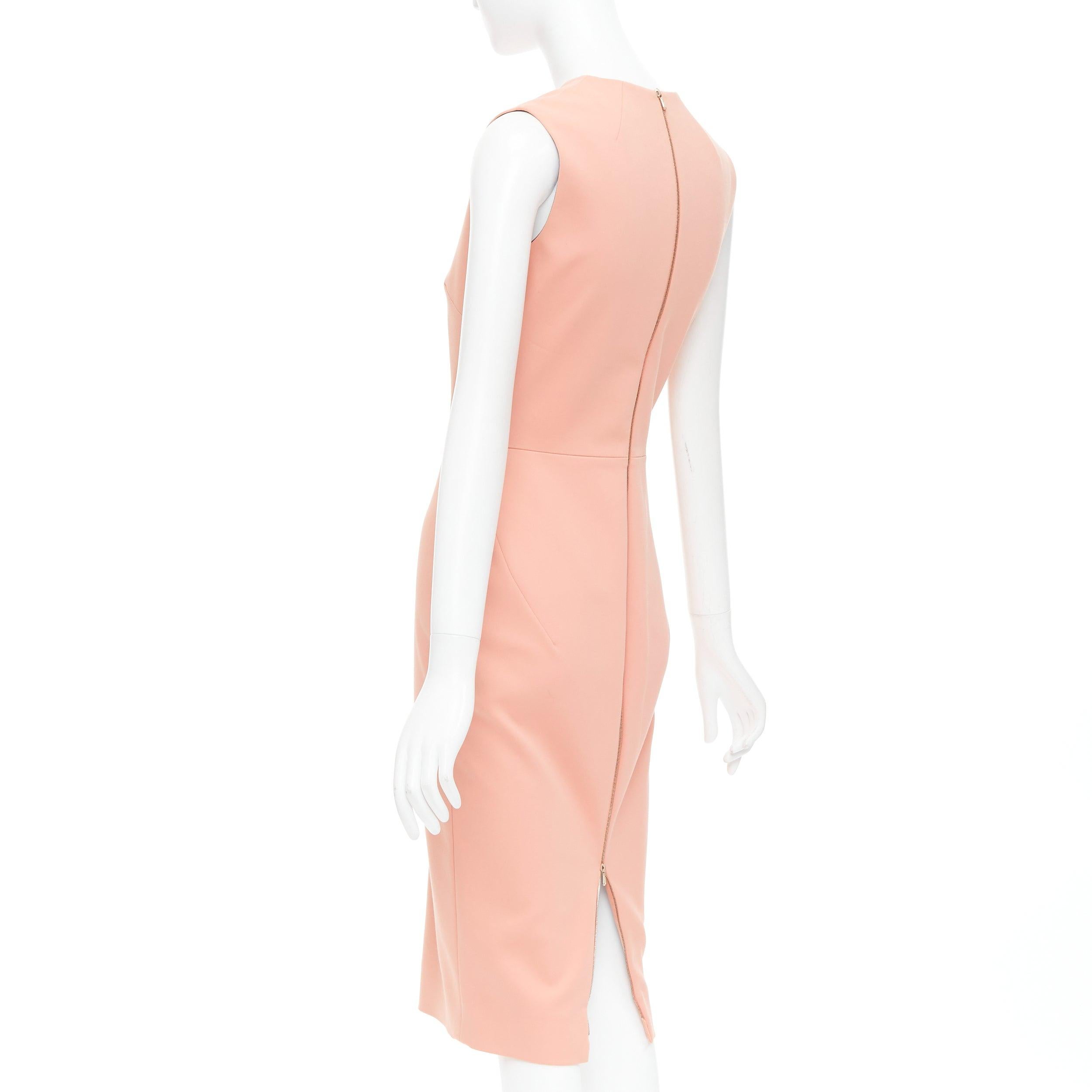 VICTORIA BECKHAM salmon pink cotton blend 2 way zip sheath dress UK10 M For Sale 1