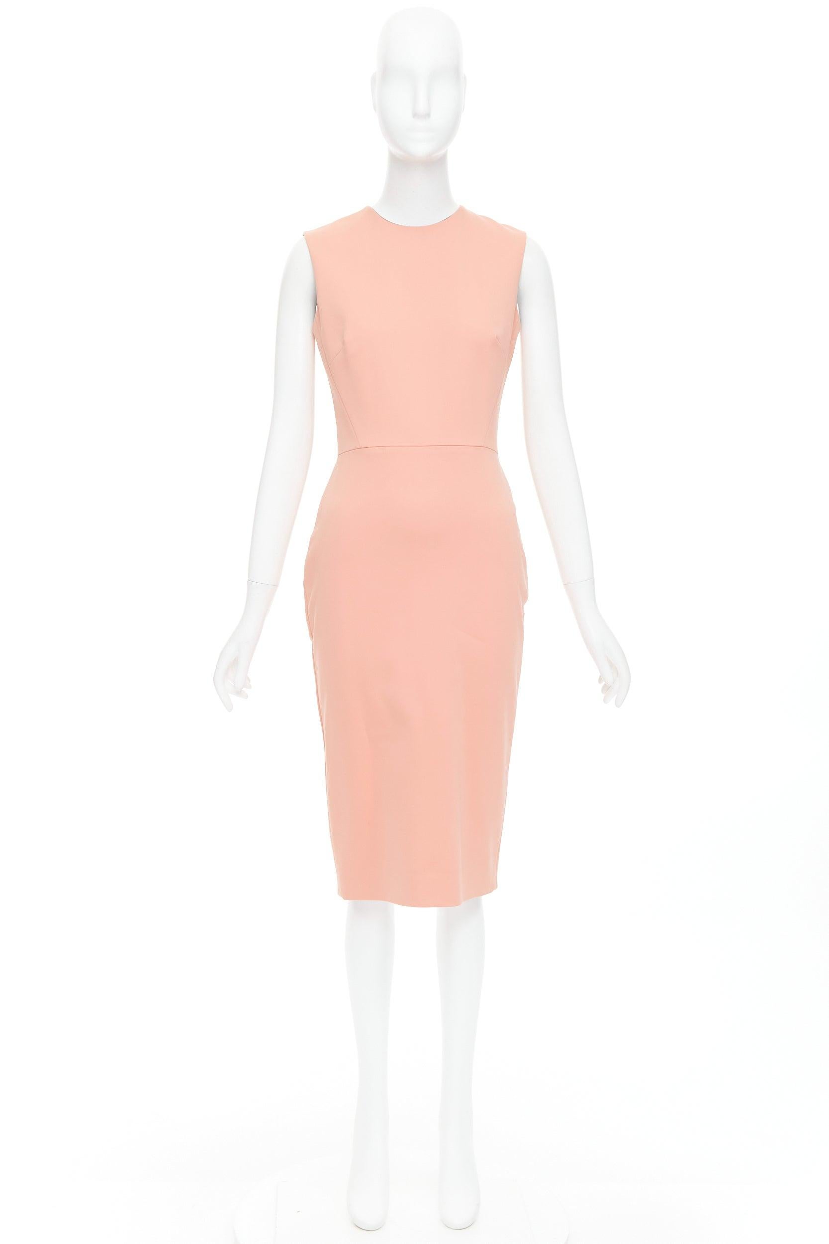 VICTORIA BECKHAM salmon pink cotton blend 2 way zip sheath dress UK10 M For Sale 4