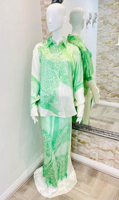 Victoria Beckham Satin Shirt & Skirt Set