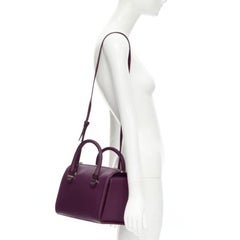 VICTORIA BECKHAM Seven purple leather rolled handle structured bowling bag