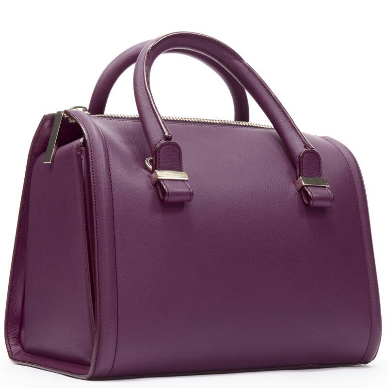 Gray VICTORIA BECKHAM Seven purple leather rolled handle structured bowling bag