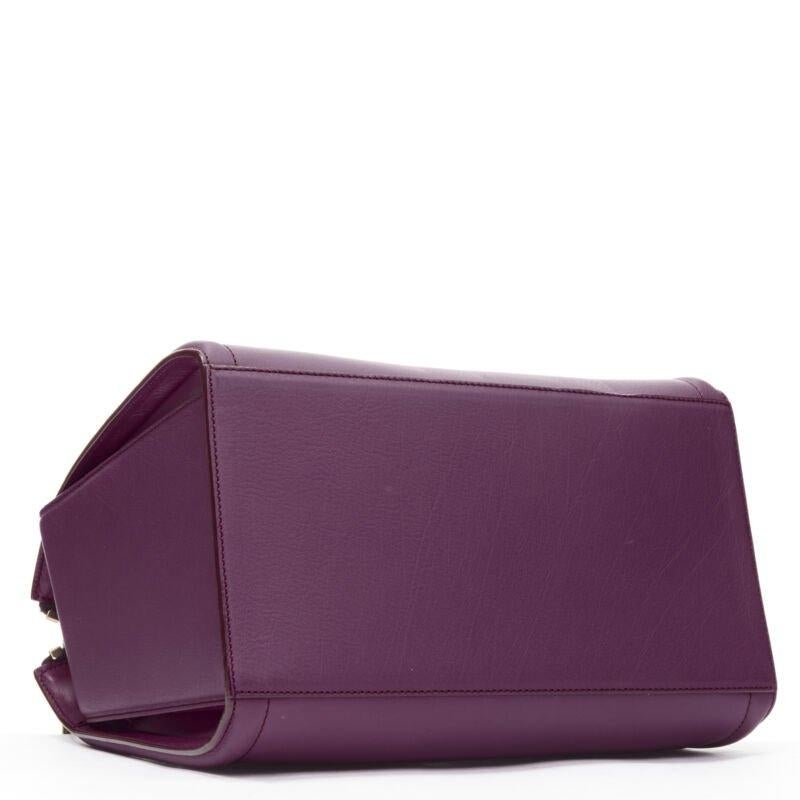 VICTORIA BECKHAM Seven purple leather rolled handle structured bowling bag 1