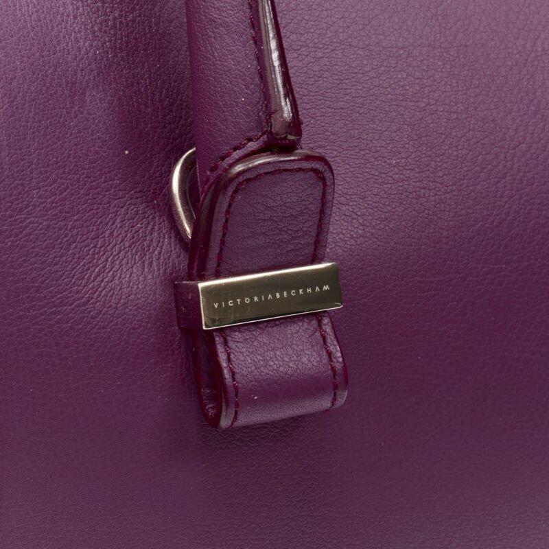 VICTORIA BECKHAM Seven purple leather rolled handle structured bowling bag 2