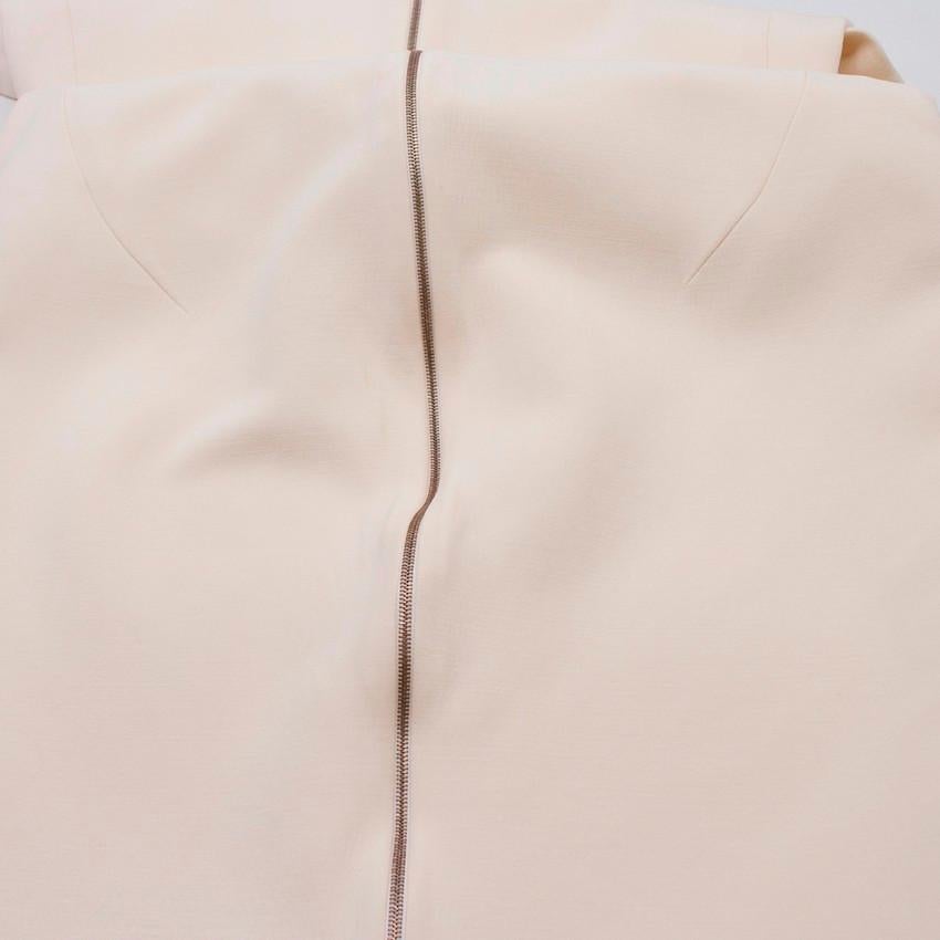Gray Victoria Beckham Short Sleeve Silk-Wool Midi Dress US 8