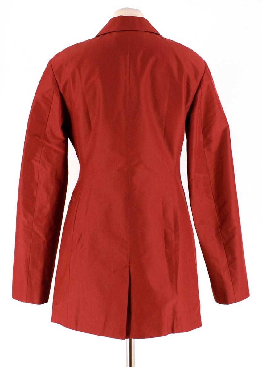 Red Victoria Beckham Silk Taffeta Masculine Jacket in Burgundy - Size US 4 For Sale